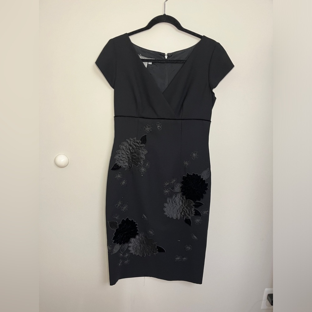 Maggy London Empire Waist Embroidered Little Black Dress Size 6